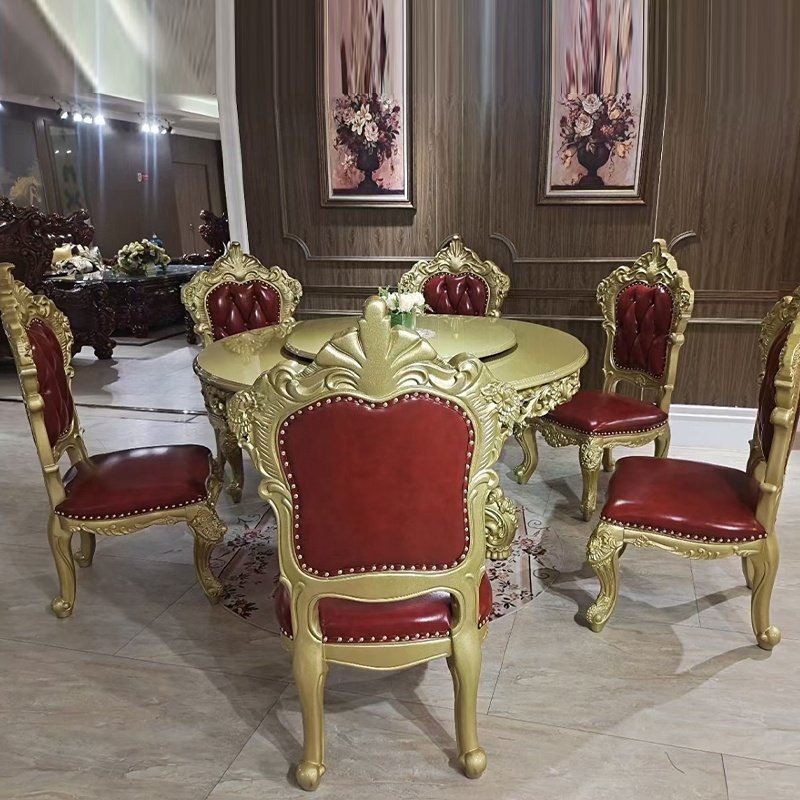 European Royal Style Sofa Furniture Sets Luxury Classic Carved Wood Genuine Leather Living Room sofa