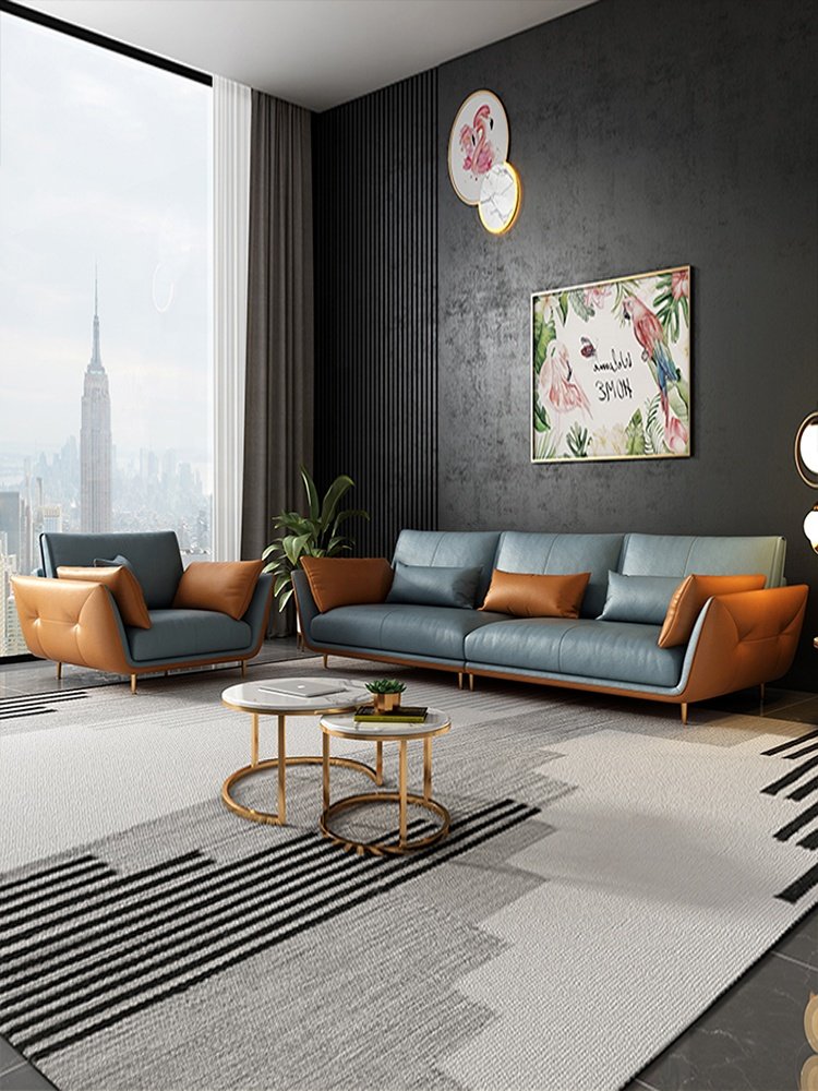 Hot Sale top layer cowhide sofa set design couch living room sofa small home furniture real leather Sofas