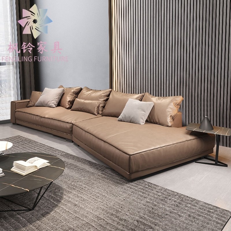 China Supplier High Quality Modern Italian Simple Style Sectional Leather Fabric Living Room Sofa SF007