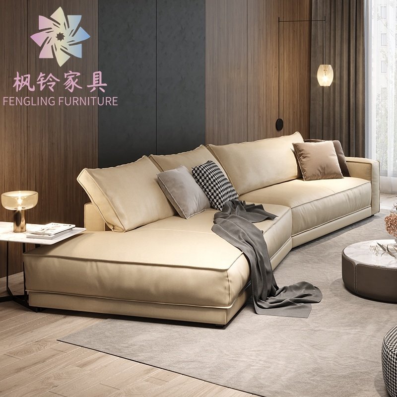 China Supplier High Quality Modern Italian Simple Style Sectional Leather Fabric Living Room Sofa SF007