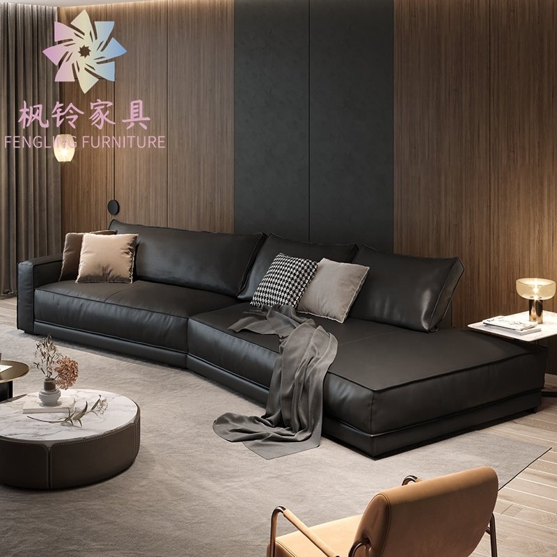 China Supplier High Quality Modern Italian Simple Style Sectional Leather Fabric Living Room Sofa SF007