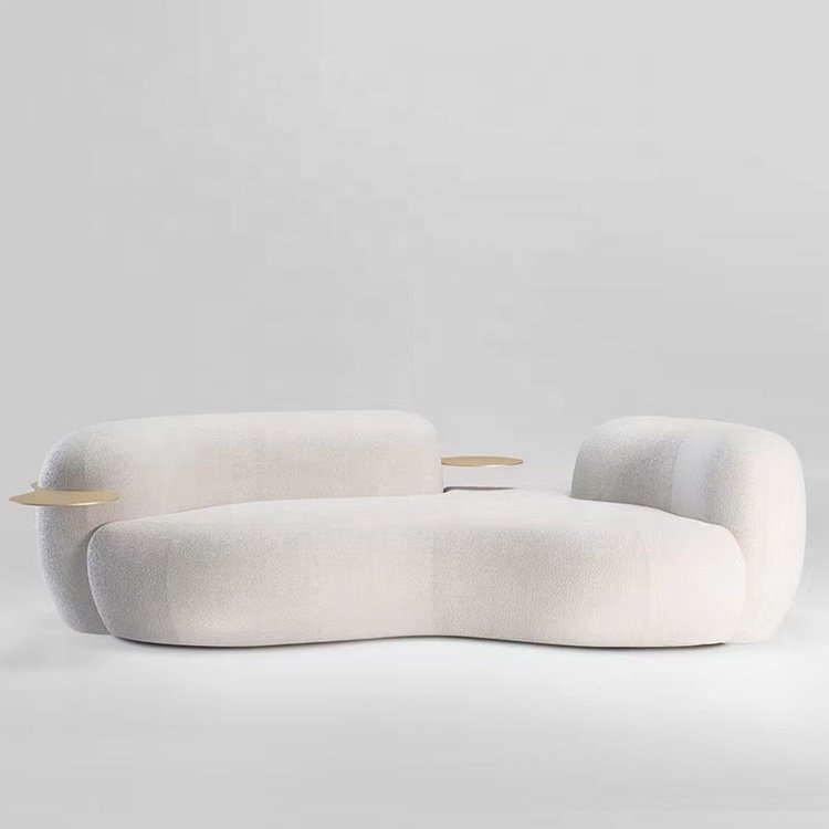 Three-person Sofa Modern Light Nordic Style Curved Velvet Sofa Commercial Hotel Furniture And Living Room Sofa Set