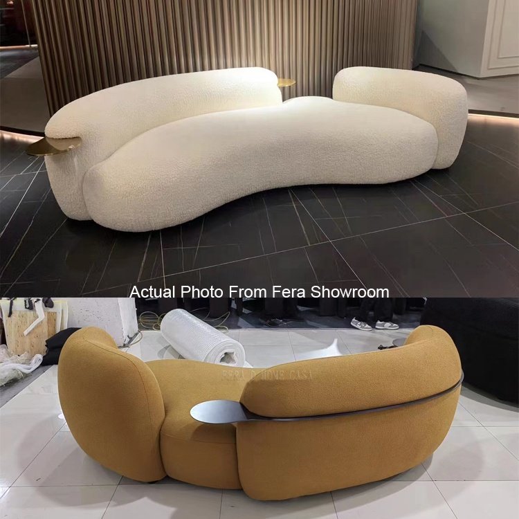 Three-person Sofa Modern Light Nordic Style Curved Velvet Sofa Commercial Hotel Furniture And Living Room Sofa Set