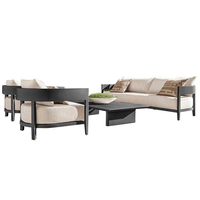Outdoor Furniture Sofa Set Garden Sofas Patio Furniture Set L Shape Sofa Garden Chairs Metal Modern Aluminum Frame Couch Set