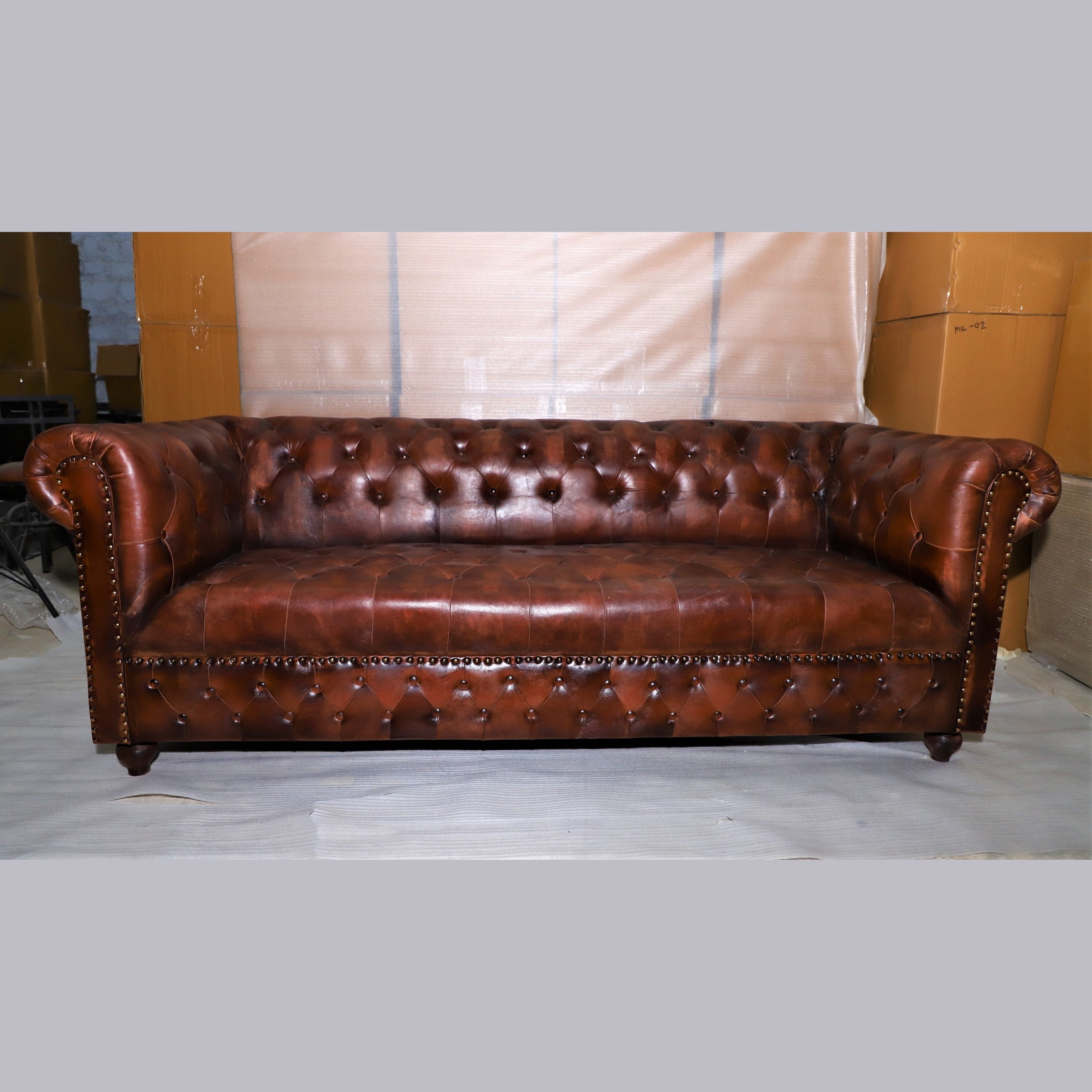 ORIGINAL LEATHER LIVING ROOM SOFA CHESTERFIELD, GENUINE LEATHER SOFA
