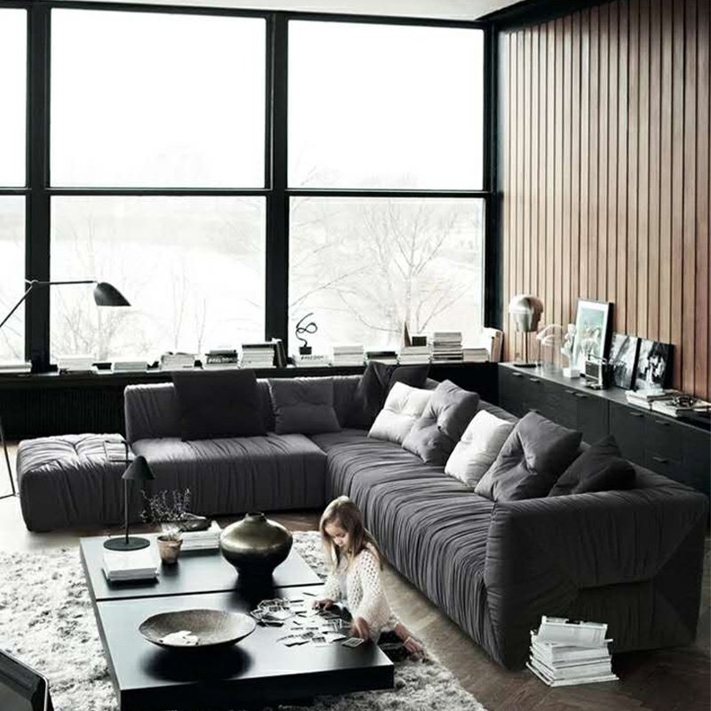 Customized Size l Shaped Couches Living Room Sofa Solid Wood Fram Soft Couch Corner Modular Velvet Lounge Sofa