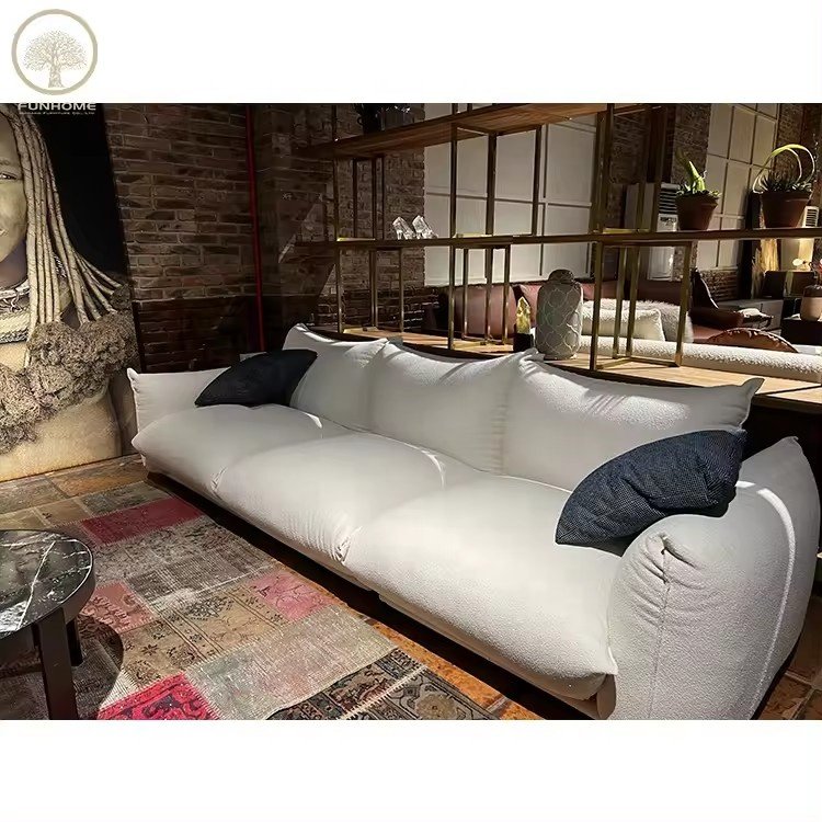 Home Luxury Italian Modern Design Furniture Canapet De Salon White Teddy Boucle Sofa Set Sectional Couch Living Room Sofa