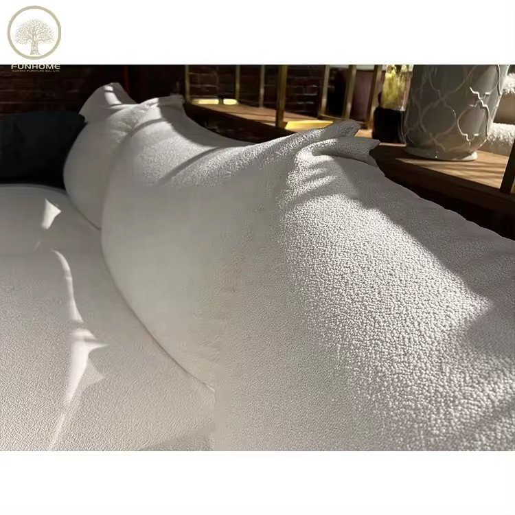 Home Luxury Italian Modern Design Furniture Canapet De Salon White Teddy Boucle Sofa Set Sectional Couch Living Room Sofa