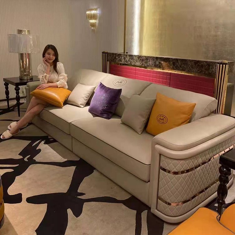 Modern high quality leather sofa in American style home furniture living room sofa set furniture living room