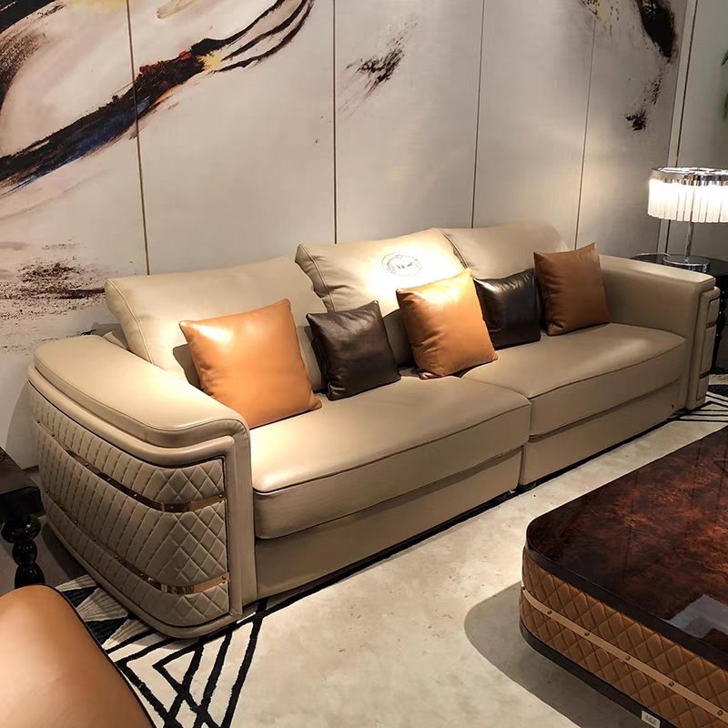 Modern high quality leather sofa in American style home furniture living room sofa set furniture living room