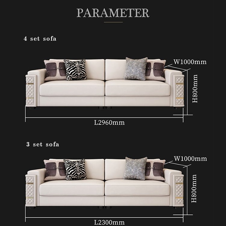 Modern high quality leather sofa in American style home furniture living room sofa set furniture living room