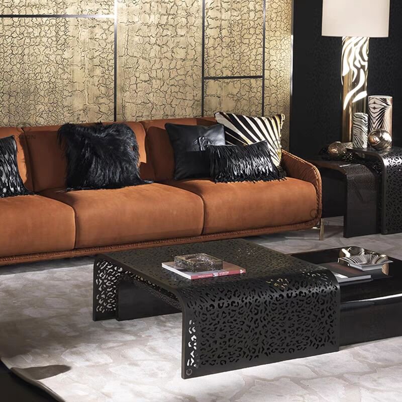 Modern Fabric Sectional Luxury Lounge Set Living Room Sofas Furniture Orange European 2 Seater Sofa
