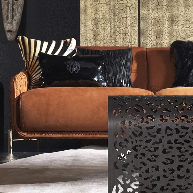 Modern Fabric Sectional Luxury Lounge Set Living Room Sofas Furniture Orange European 2 Seater Sofa