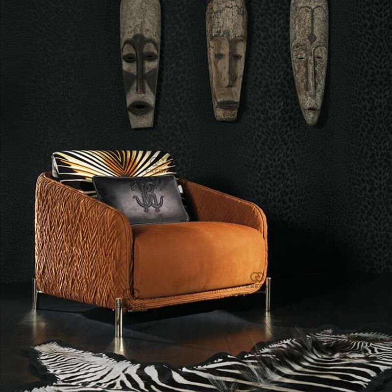 Modern Fabric Sectional Luxury Lounge Set Living Room Sofas Furniture Orange European 2 Seater Sofa