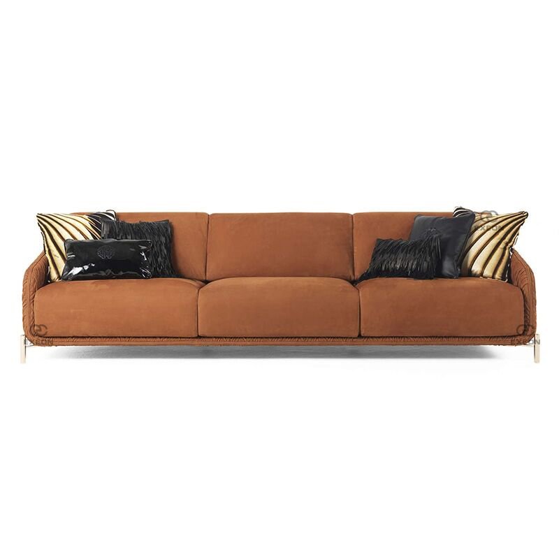 Modern Fabric Sectional Luxury Lounge Set Living Room Sofas Furniture Orange European 2 Seater Sofa