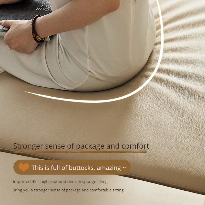 Italian Elephant Ears Leather Sofa Smart Retractable Multifunctional Straight Row Living Room Sofas