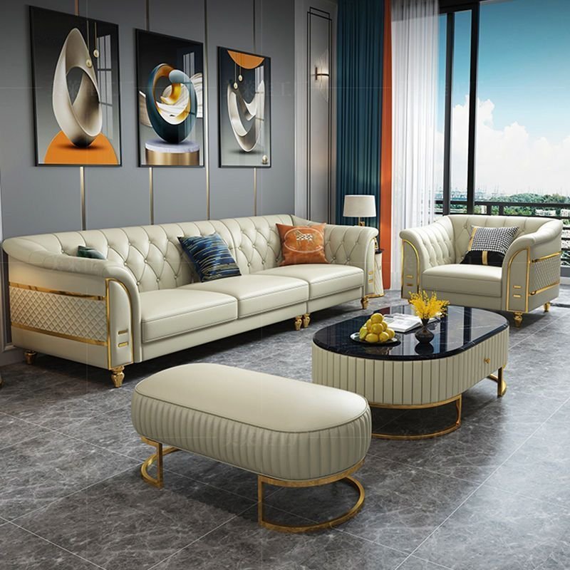 New Design Royal Luxury Sofa modern leather chesterfield Cost-effective Indoor Couch 1+2+3 living room sofas furniture