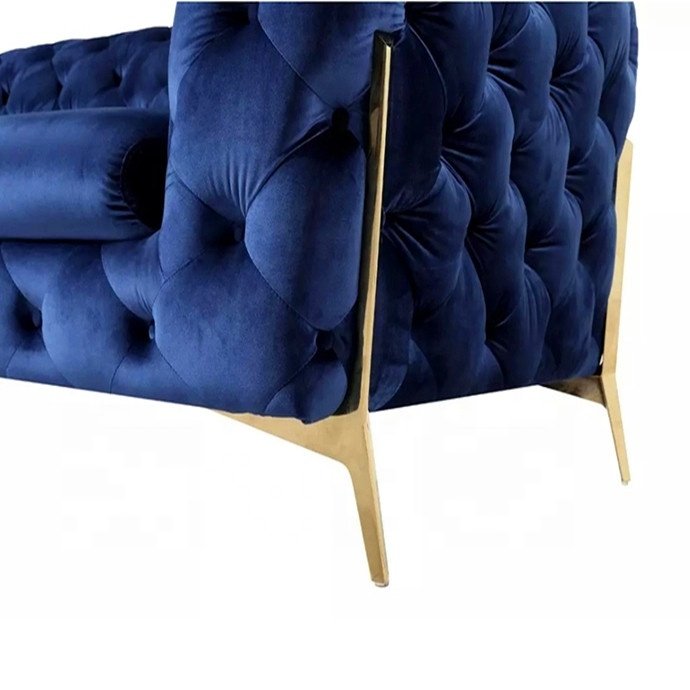 commercial sofa New velvet tufted couch blue velvet sectional sofa living room furniture/living room sofas