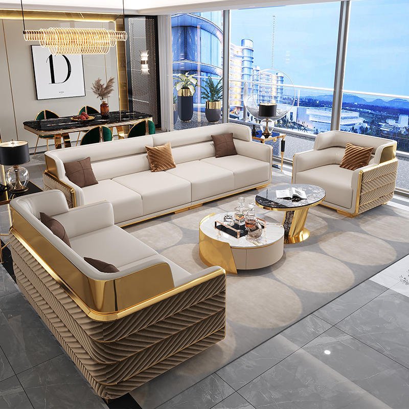Leather Sofas Luxury Upholstered Modern Sofa Living Room Furniture Set Modular Sectional Sofa