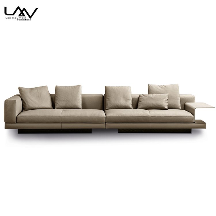 Living Room Sofa Furniture Italian Minimalist Modern 2 Seat Sofa Hotel Villa Lobby Accent Straight Seat Khaki Sofa