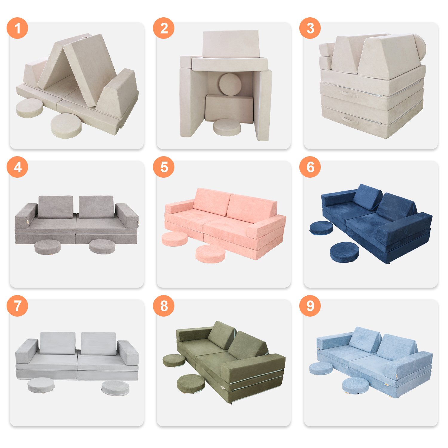 Parent-child Sofa Nugget Couch Modern Playroom Kids Sofa With Certipur-us Foam Safety Children Soft Play Couch Baby sofa Seat