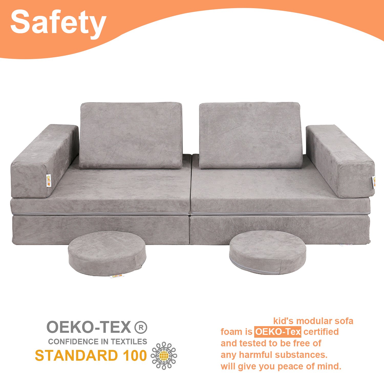 Parent-child Sofa Nugget Couch Modern Playroom Kids Sofa With Certipur-us Foam Safety Children Soft Play Couch Baby sofa Seat