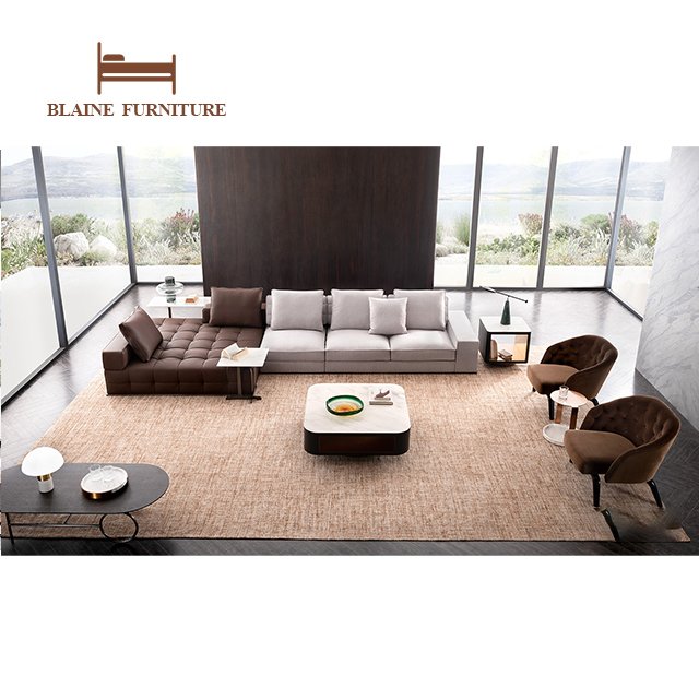 Modern Fabric Sectional Reclining Couch Living Room Sofa Set With Chaise