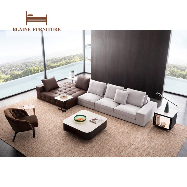 Modern Fabric Sectional Reclining Couch Living Room Sofa Set With Chaise