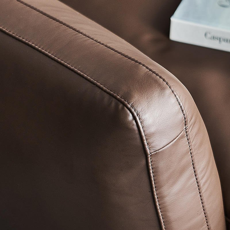 Leather Chaise Living Room Sofa 2023 New Top Grain L Shape Mid Century Modern Design Dark Brown Home Furniture Sofa Set