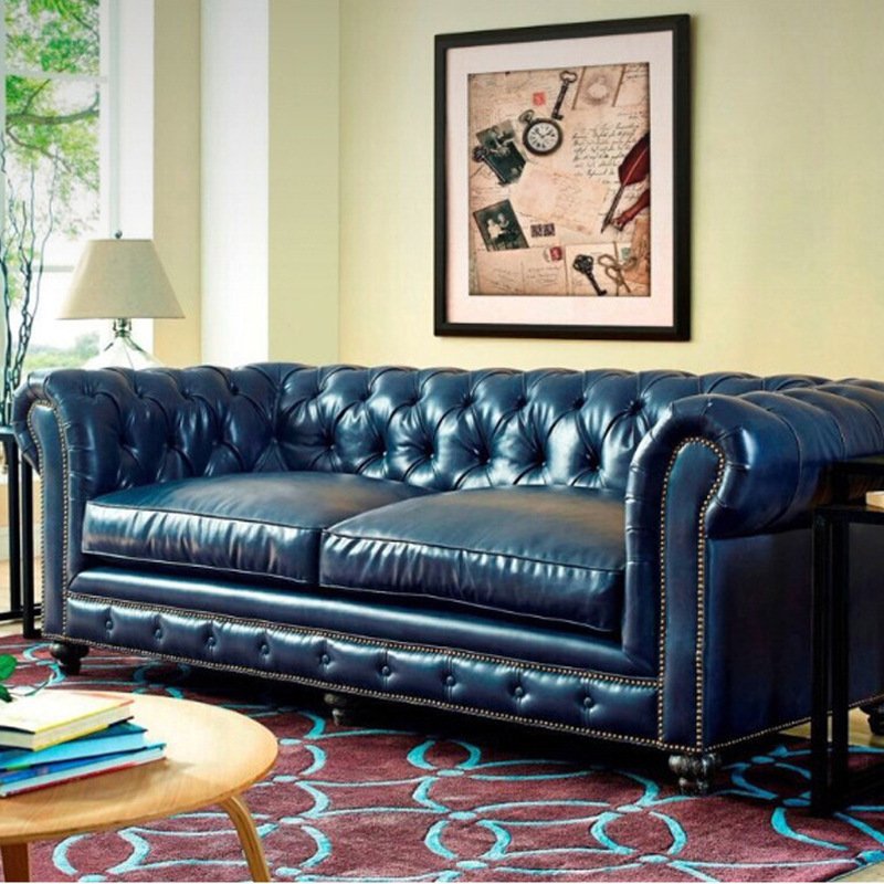 High Quality Modern Italian Genuine Leather Sofa Chesterfield Sofa Microfiber Fabric Living Room Sofas