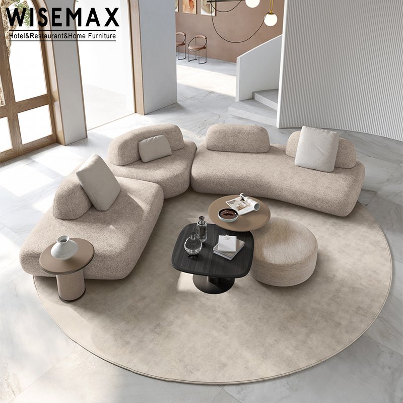 WISEMAX FURNITURE Italian designer living room sofas modern furniture modular sectional floor 7 seat corner curved sofa sets