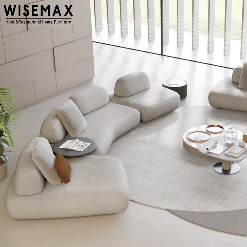 WISEMAX FURNITURE Italian designer living room sofas modern furniture modular sectional floor 7 seat corner curved sofa sets