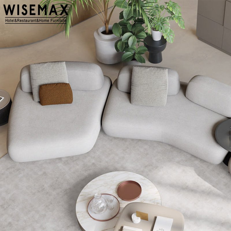 WISEMAX FURNITURE Italian designer living room sofas modern furniture modular sectional floor 7 seat corner curved sofa sets