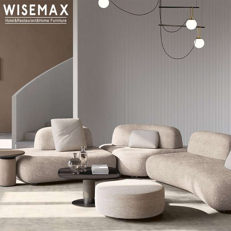 WISEMAX FURNITURE Italian designer living room sofas modern furniture modular sectional floor 7 seat corner curved sofa sets