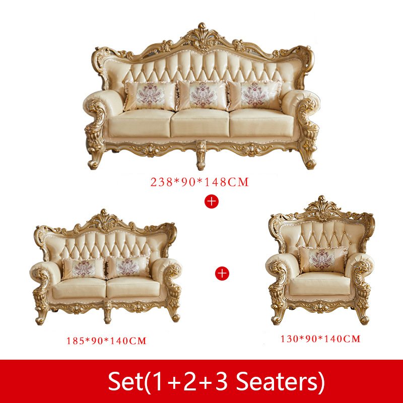 European Luxury Style Solid Gold Wood Living Room Furniture Vintage Sofa Design Classical Living Room Sofa Set