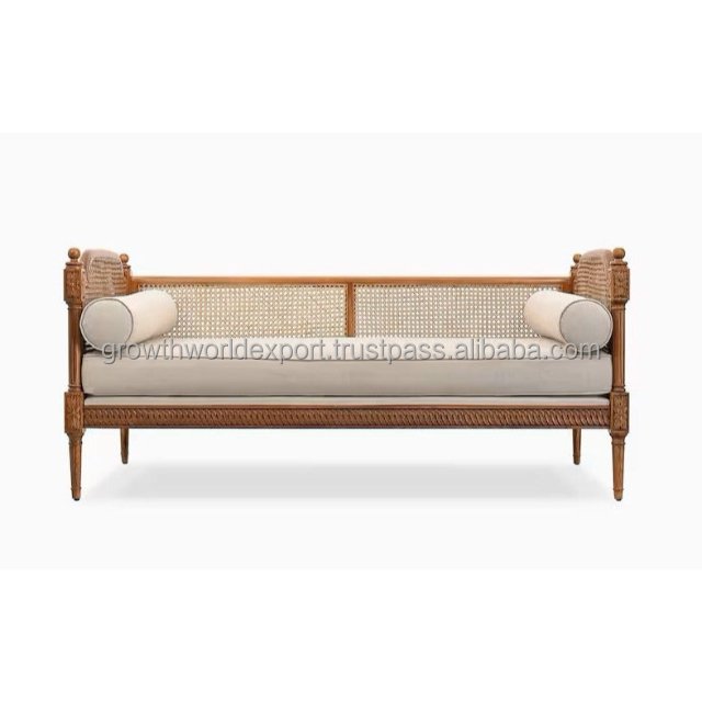 Premium Wooden carving Rattan stylish multi seater fabric Sofa set with cushion & Restaurant Sofa hotel daybed home Furniture