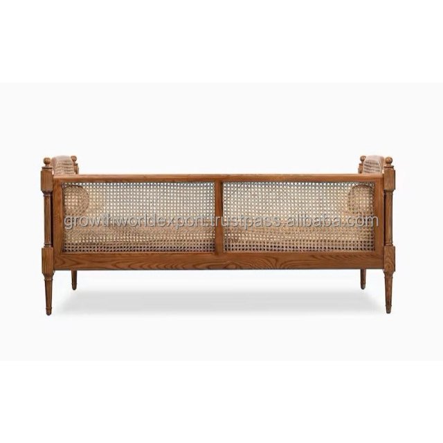 Premium Wooden carving Rattan stylish multi seater fabric Sofa set with cushion & Restaurant Sofa hotel daybed home Furniture
