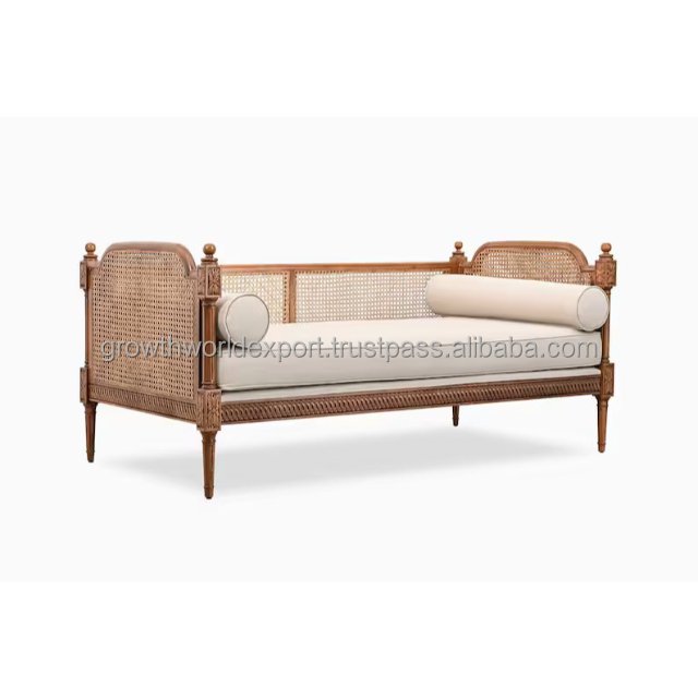 Premium Wooden carving Rattan stylish multi seater fabric Sofa set with cushion & Restaurant Sofa hotel daybed home Furniture