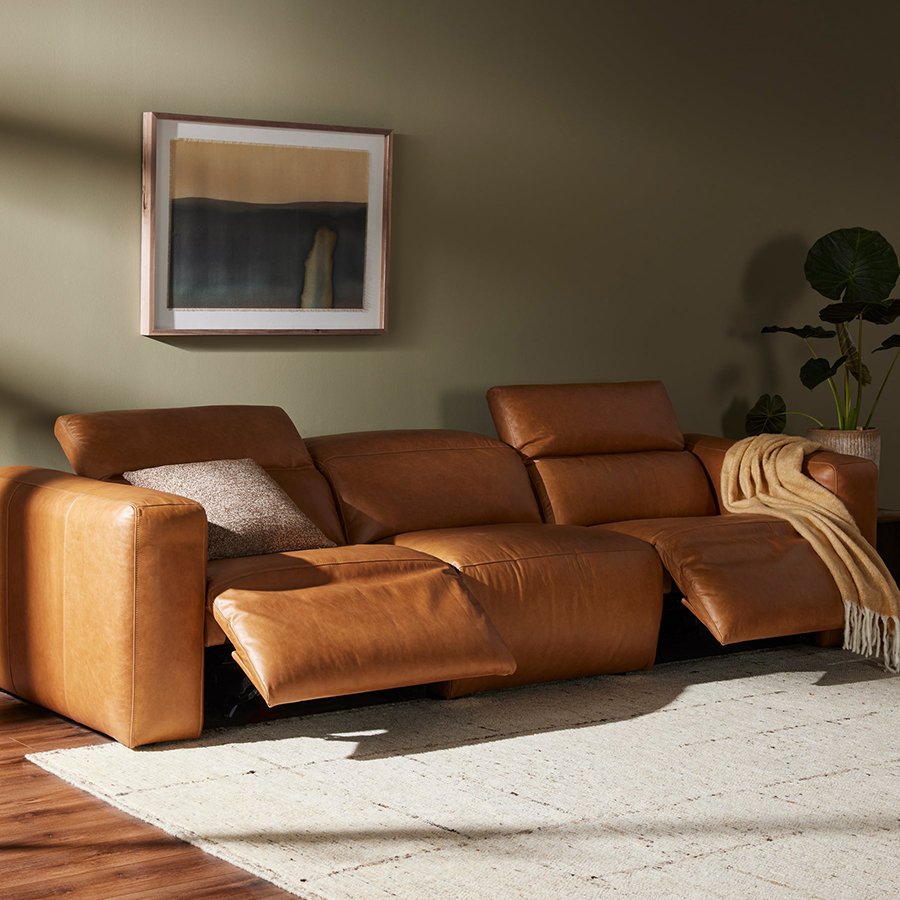 European Modern Lounge 3 Seater Genuine Leather Sofa Recliner Couch Living Room Sofas