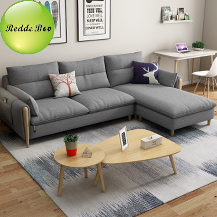 Modern simple design Large Size L shaped fabric couch living room Sofas set 3 seater corner Sofas 1011