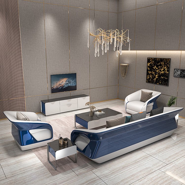 New arrive European Italian postmodern design light luxury living room furniture genuine leather sofa sectional sofa set