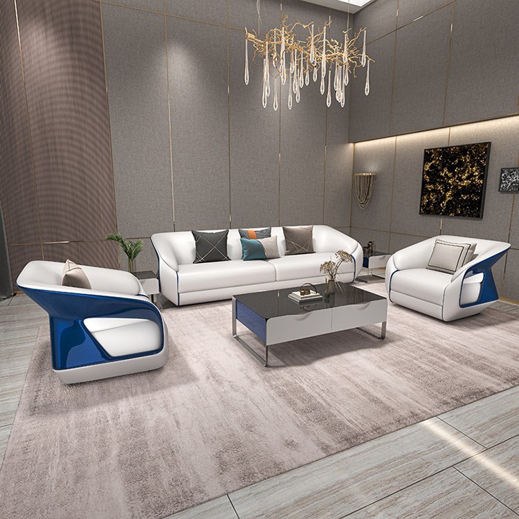 New arrive European Italian postmodern design light luxury living room furniture genuine leather sofa sectional sofa set