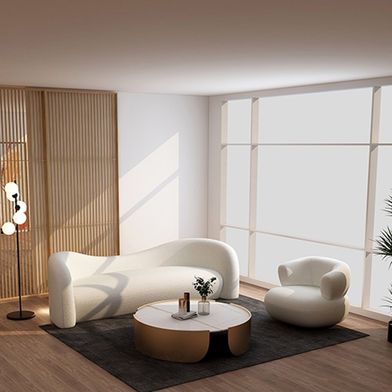 Three-seat Lamb Velvet Sofa Nordic Postmodern Simple 1 Piece White Dining Rooms Couch Living Room Sofa Modern Sectional Sofa