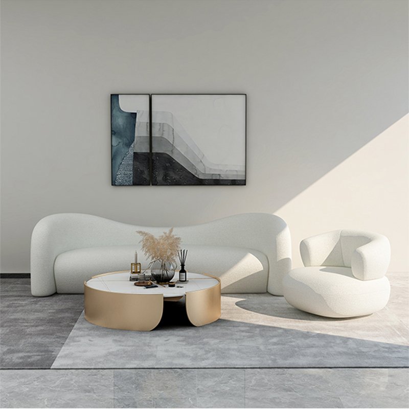 Three-seat Lamb Velvet Sofa Nordic Postmodern Simple 1 Piece White Dining Rooms Couch Living Room Sofa Modern Sectional Sofa