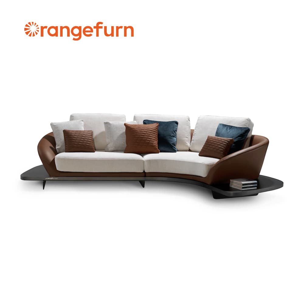 Orangefurn trendy design mixed material leather couch set sitting room furniture living room sofa