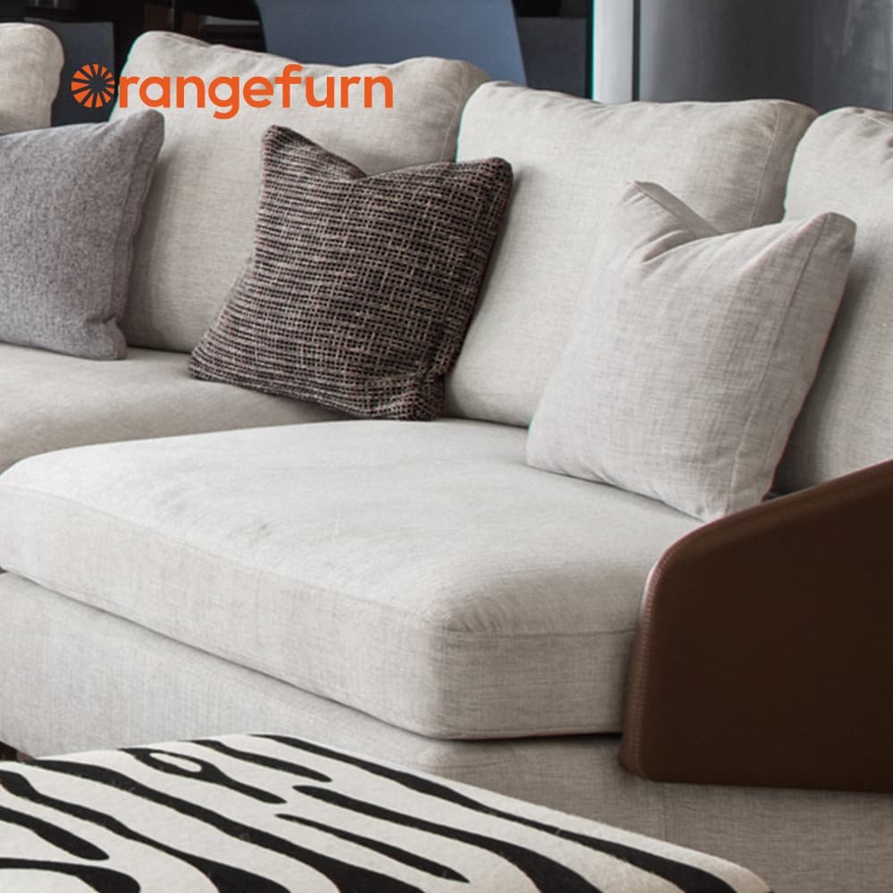 Orangefurn trendy design mixed material leather couch set sitting room furniture living room sofa