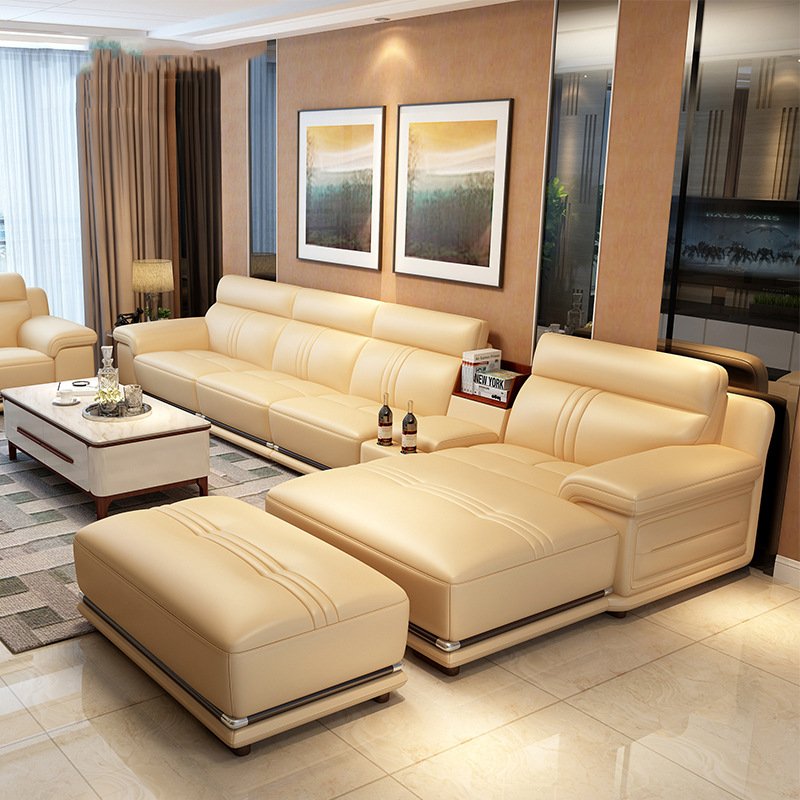 Modern sofa living room combination furniture import first layer cattle leather in thick leather sofa
