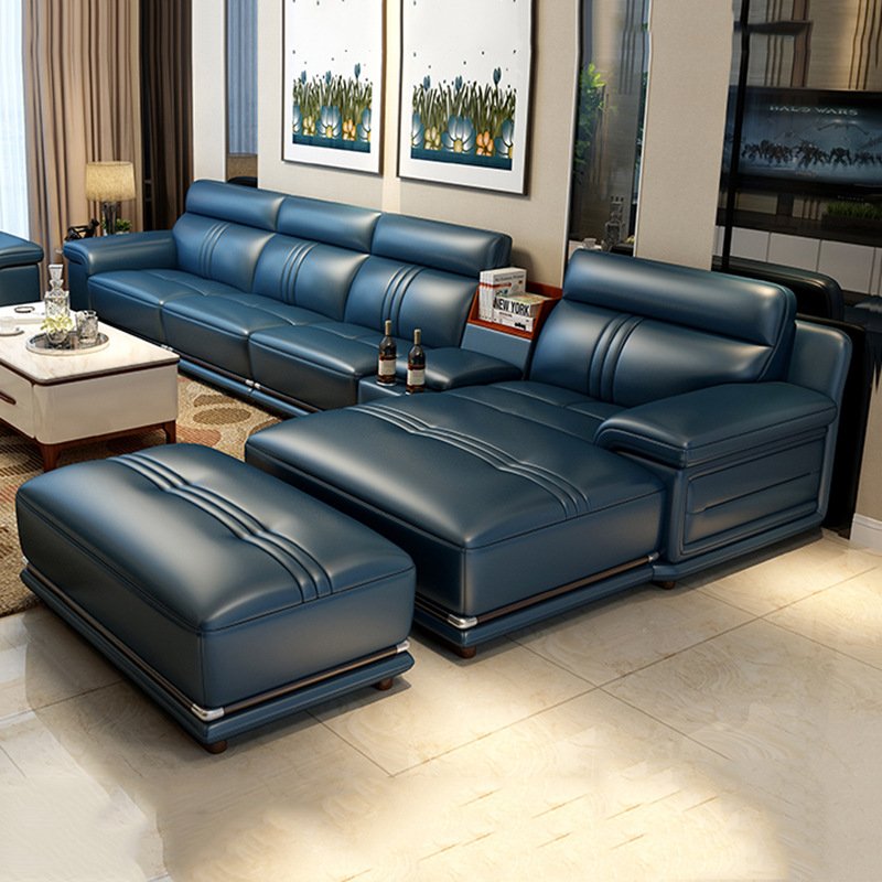 Modern sofa living room combination furniture import first layer cattle leather in thick leather sofa