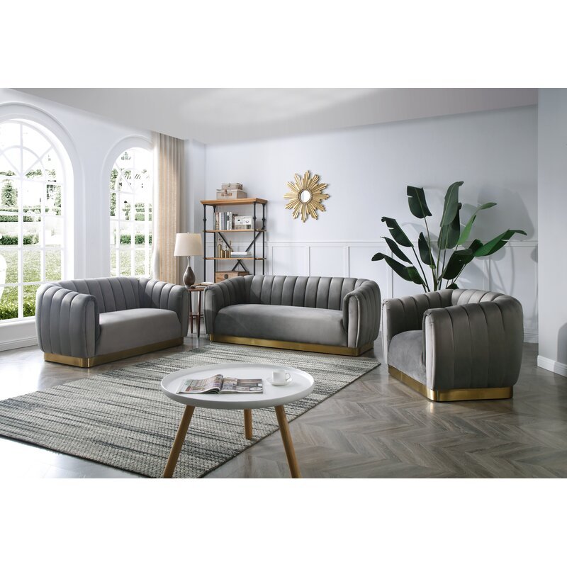 Mid Century Corner Curved Pull Button Sofa Stainless Steel Tufted Upholstery Loveseat Living Room Sofa Home Hotel Furniture