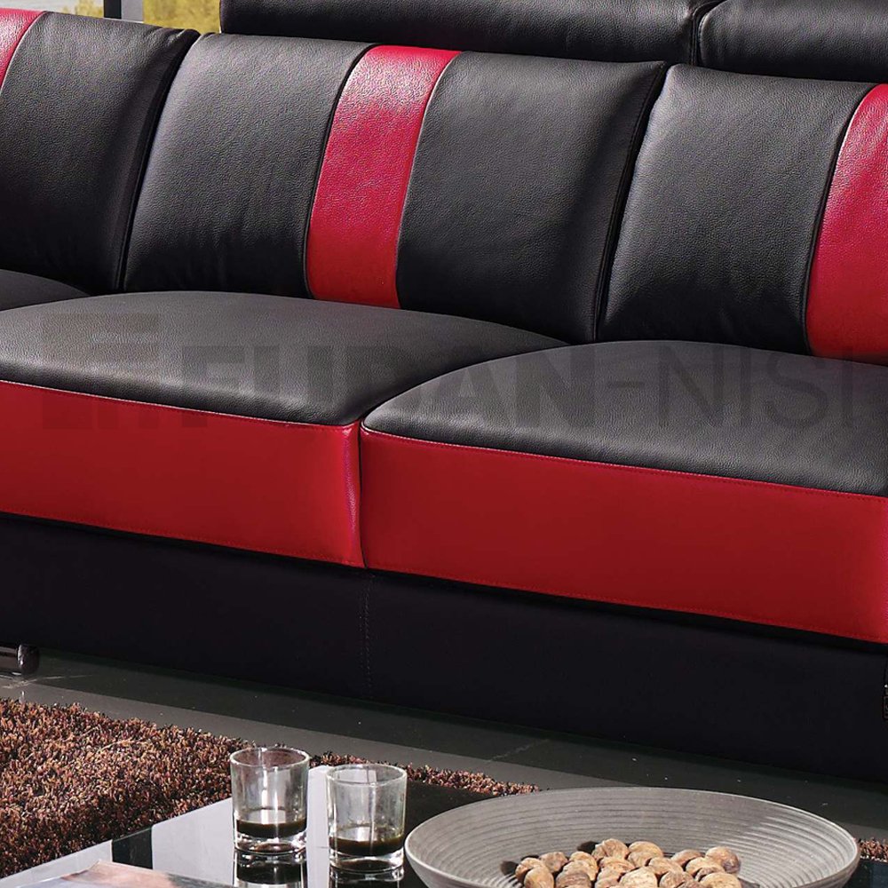 Big size elegant design sectional red and black color leather living room sofa